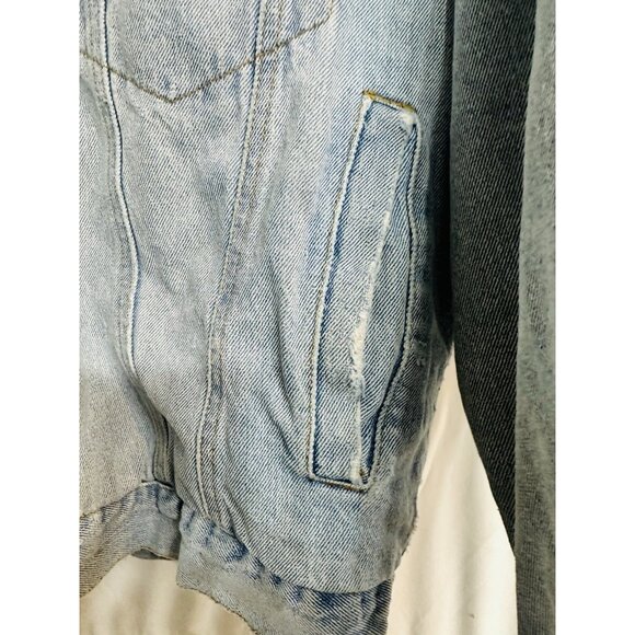 Avalon AC Collection Retro Sherpa Lined Denim Distressed Zombie Trucker Jacket L - Picture 4 of 10